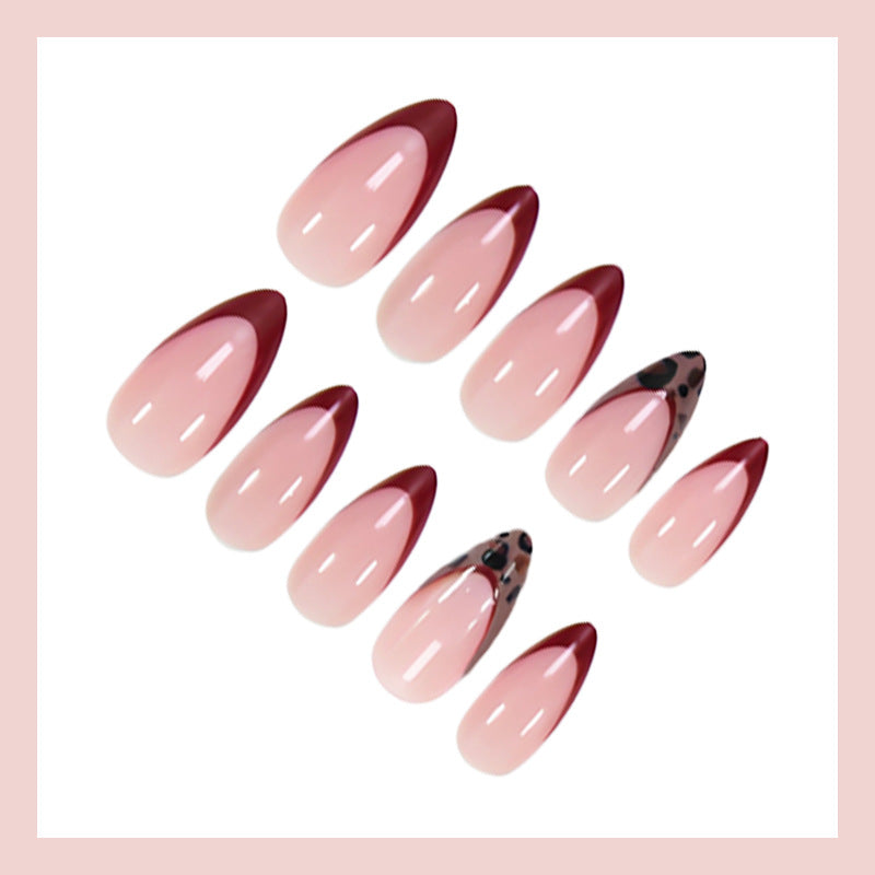 Acrylic nail set with elegant French tip and modern patterns Stornfield