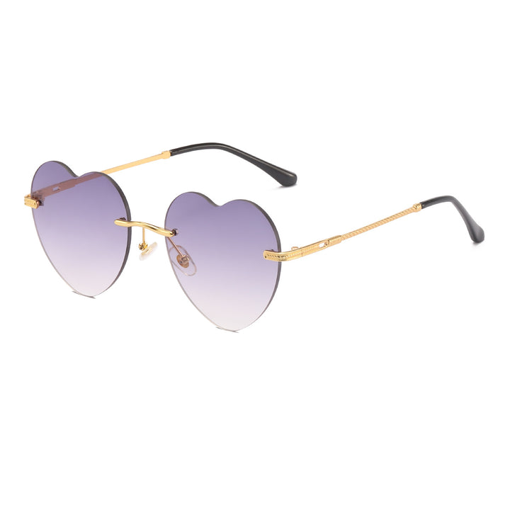 Women's Heart-Shaped Sunglasses with Mirrored Lenses and Gold Frame Stornfield