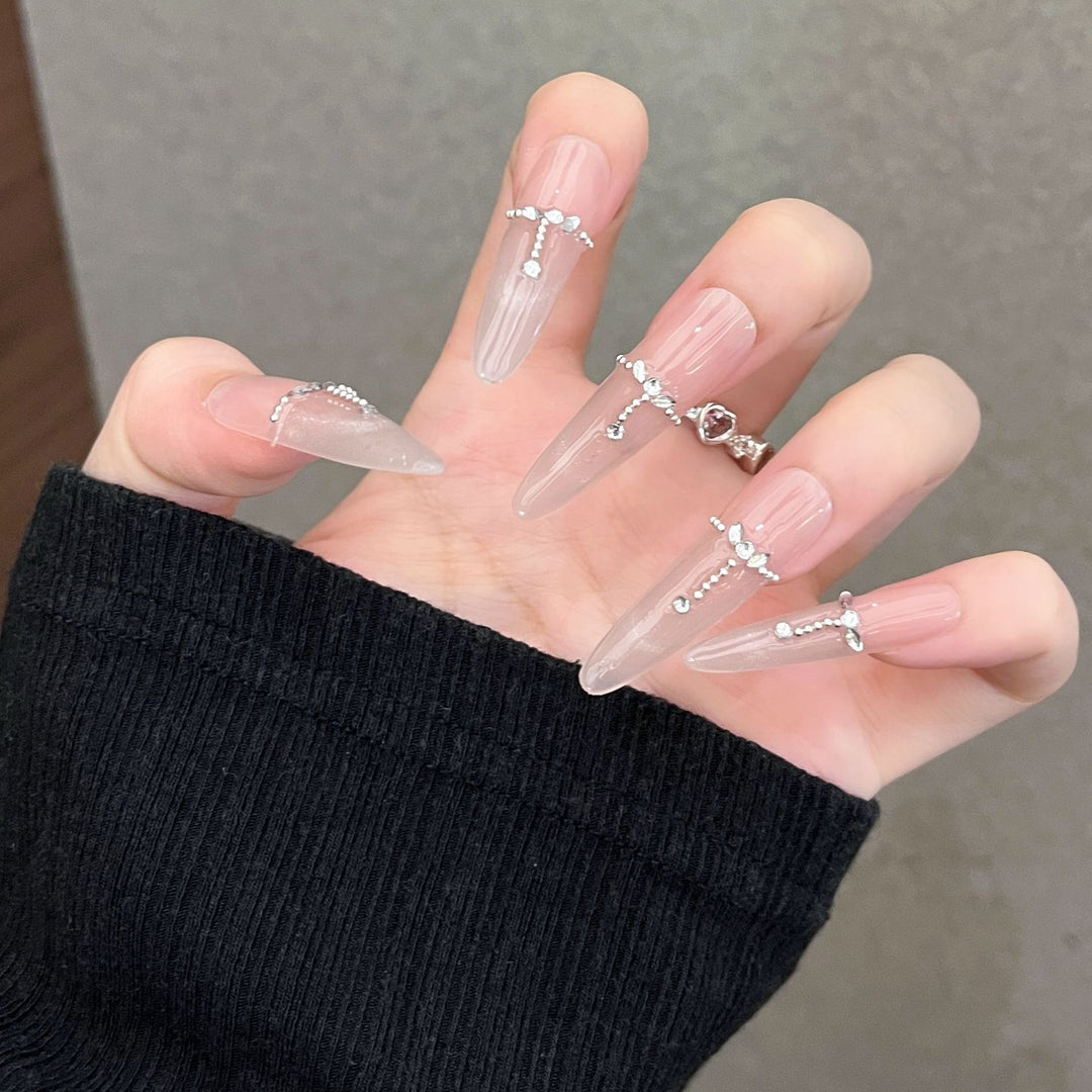 Glamorous Crystal-Studded Stiletto Press-On Nails Stornfield