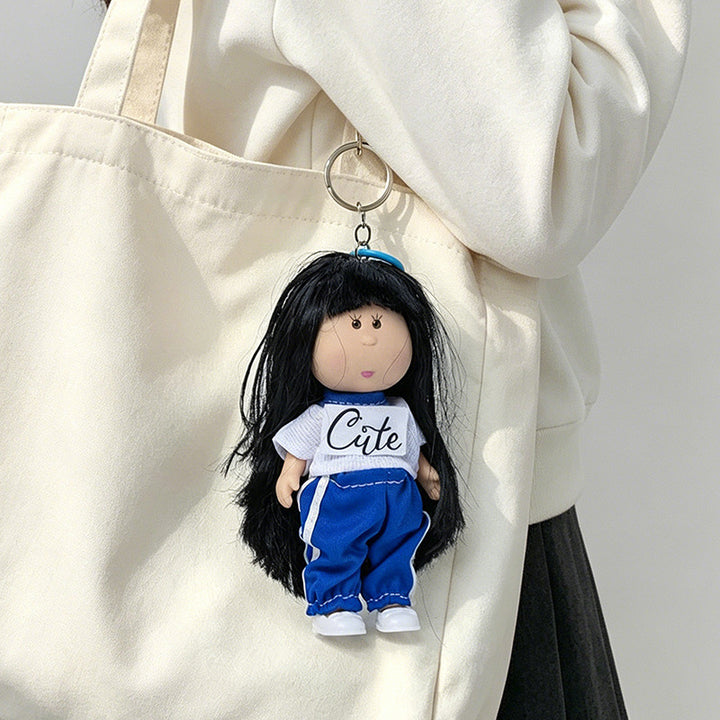 Hooded Doll Bag Charm Keychain with Denim Outfit & Loop Strap Stornfield