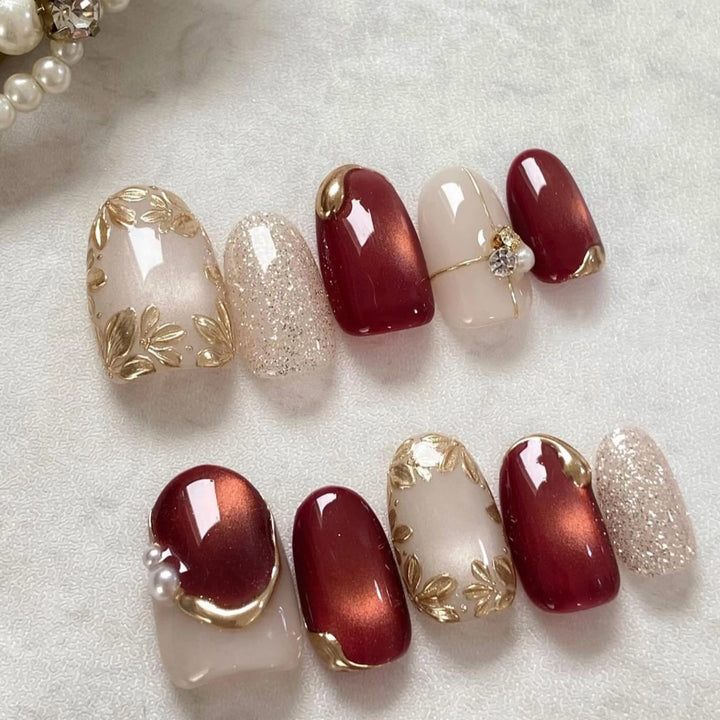 Luxurious Floral Design Press-On Nail Set