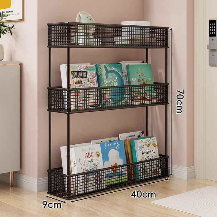 Freestanding Mesh Four-Tier Book and Toy Storage Shelf