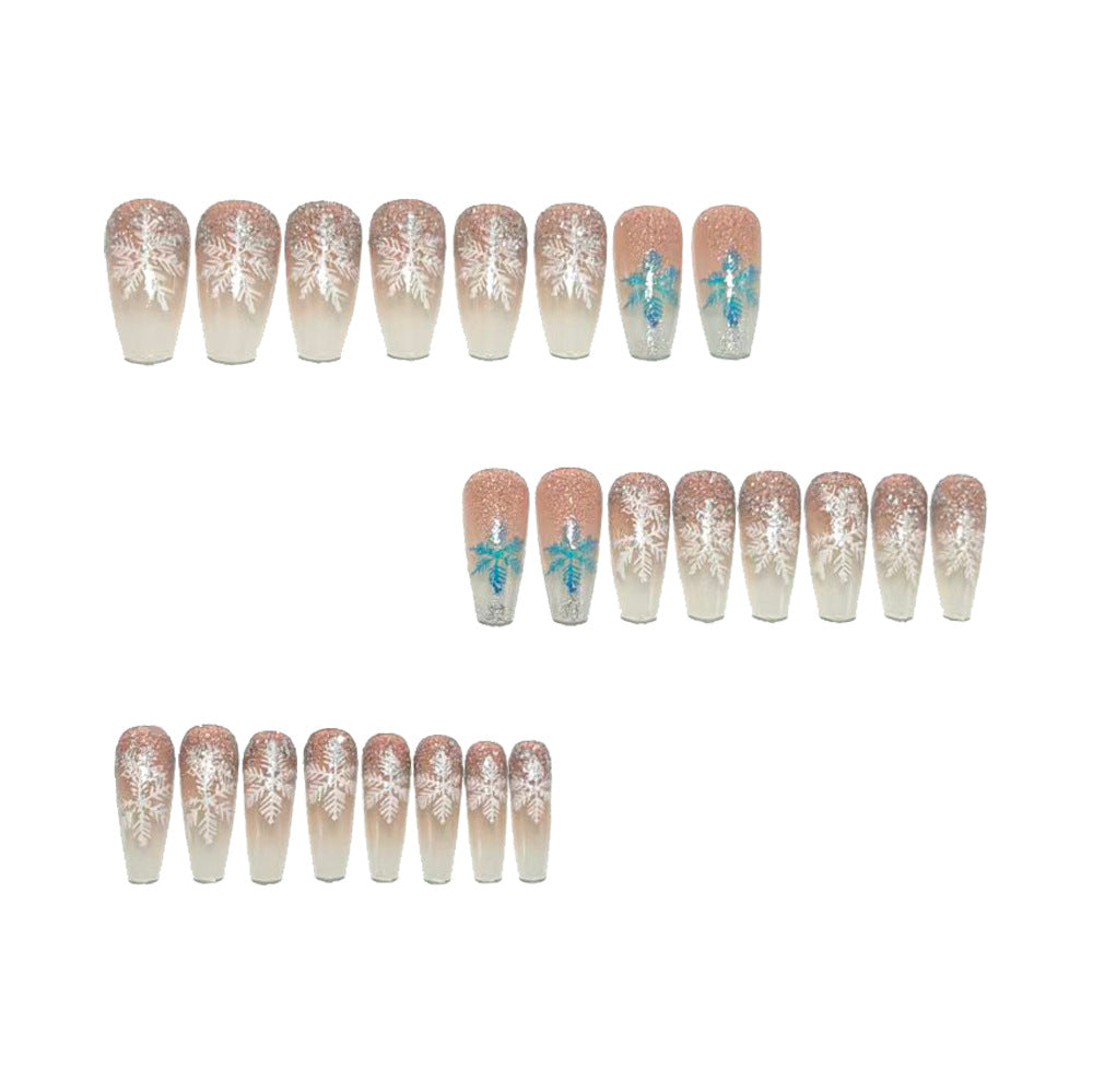 Premium Art Nails with Winter Snowflake Design Stornfield