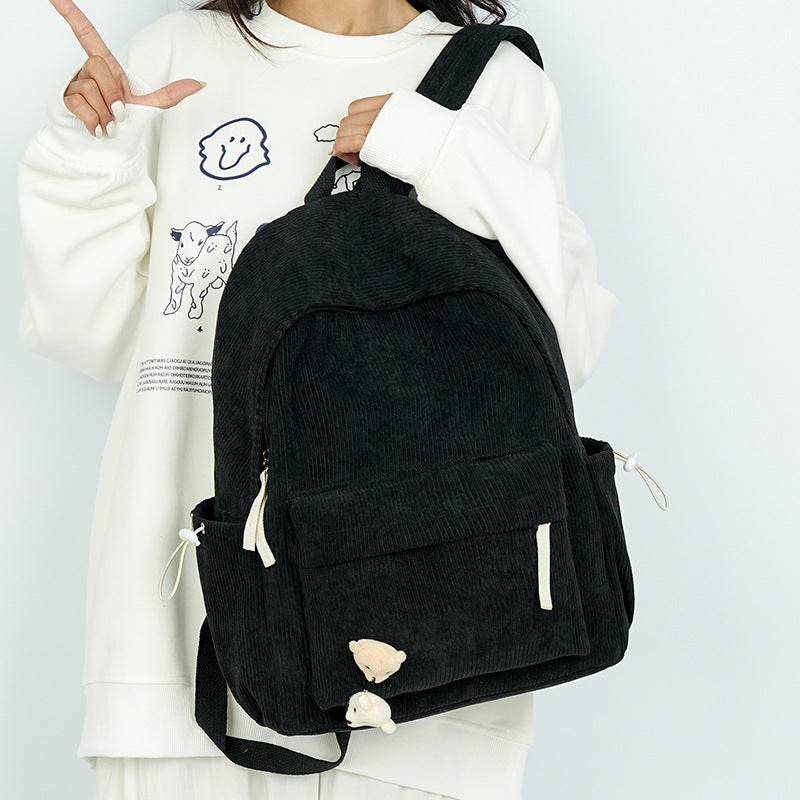Corduroy Textured Casual School Backpack Stornfield