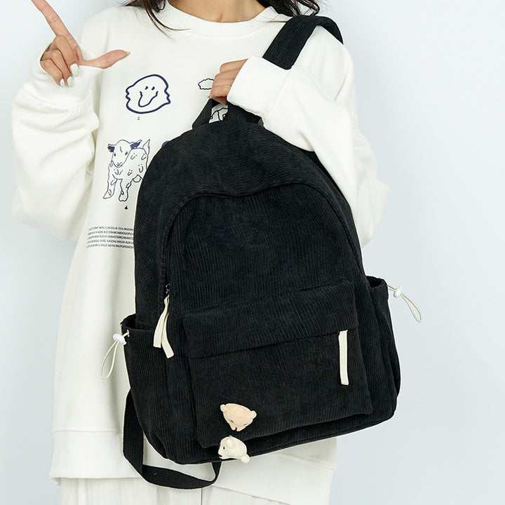 Corduroy Textured Casual School Backpack Stornfield