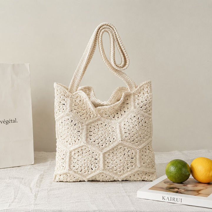 Handwoven shopping bag with unique hexagon pattern Stornfield