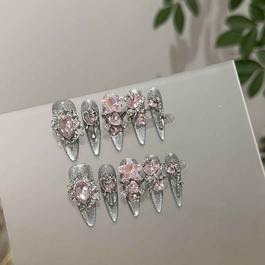 Elegant Rhinestone-Accented Press-On Nail Set
