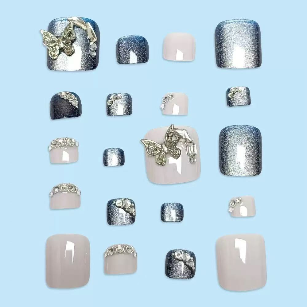 Artificial nail set with elegant 3D decorations and glitter accents Stornfield