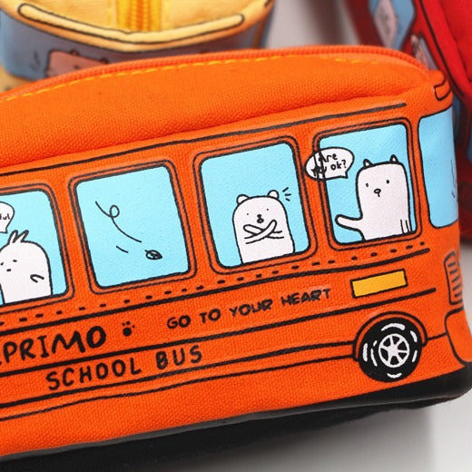 Fun Cartoon School Bus Zippered Pencil Case Stornfield