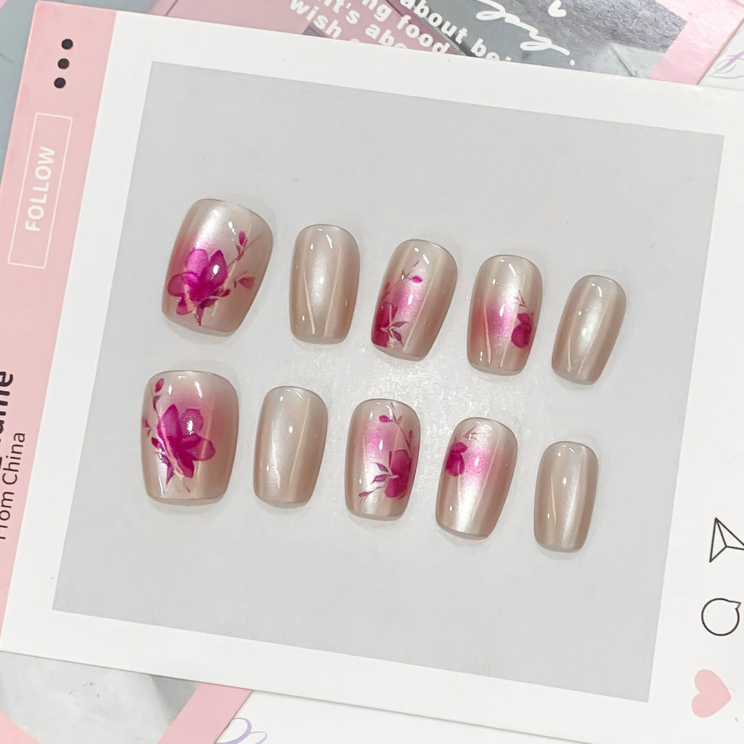 Artificial nail tips with floral accents Stornfield