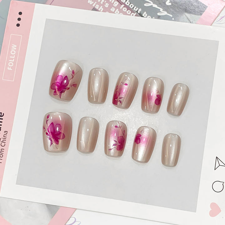 Artificial nail tips with floral accents Stornfield