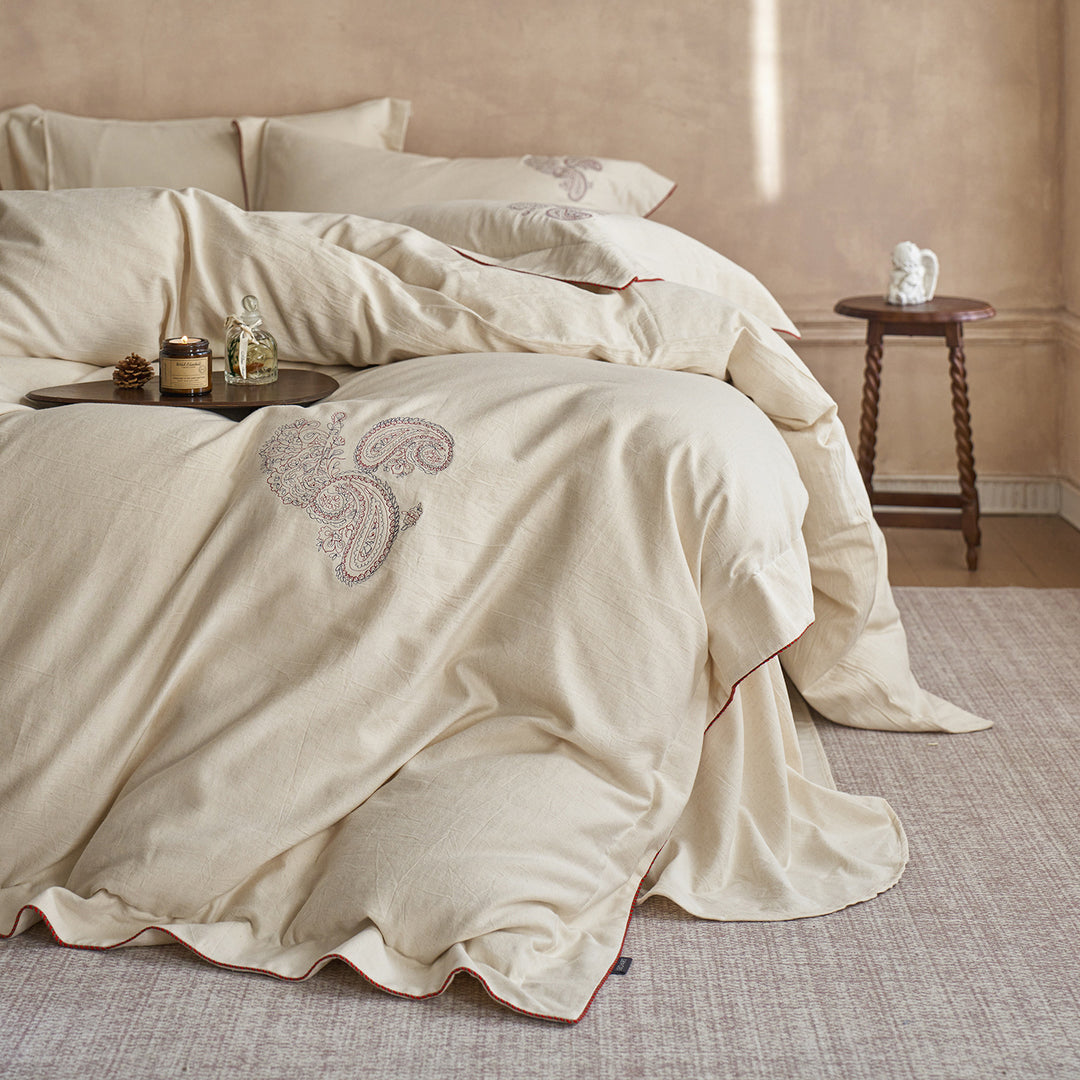 Luxury Washed Linen Duvet Cover Set with Button Closure