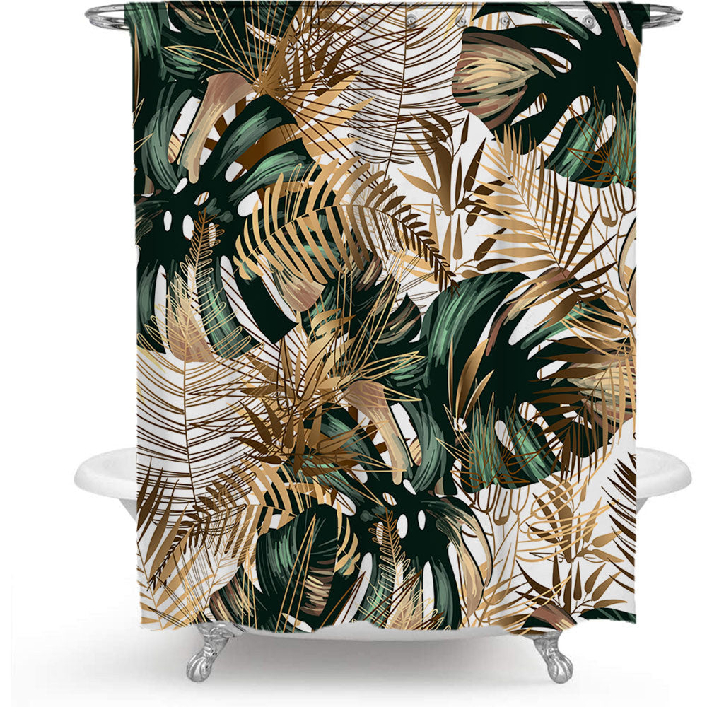 Tropical Leaf Print Shower Curtain Stornfield