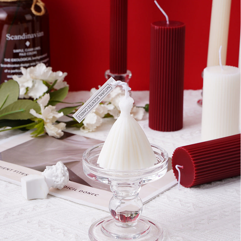 Ribbed Textured Column Pillar Candle Decorative Long-Burn Soy Wax