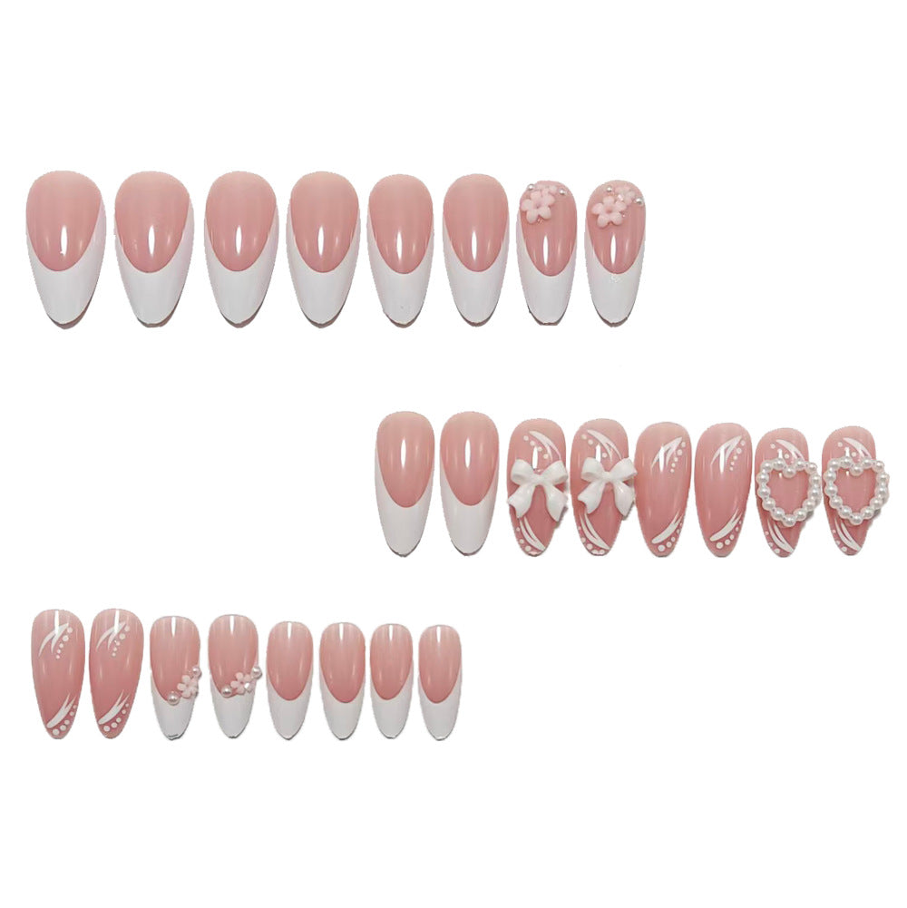 Artificial nails with romantic 3D flower and bow decoration Stornfield