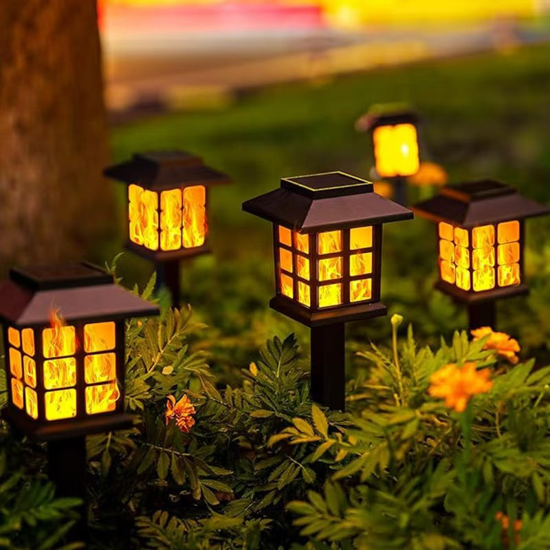 Solar Flame-Effect Garden Pathway Stake Lanterns With Weatherproof ABS Housing And Warm LED Glow Stornfield