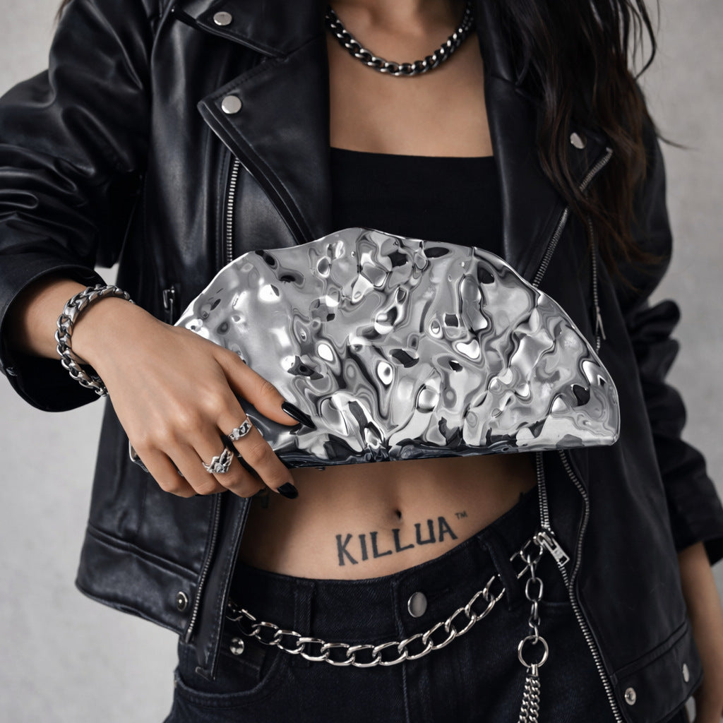 Sculptural Metallic Clutch