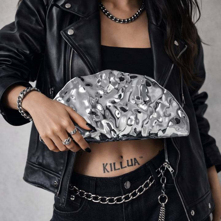 Sculptural Metallic Clutch
