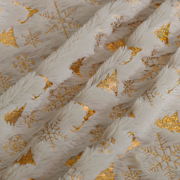 Square Christmas pillowcase made of velvet with deer, Christmas tree, and snowflake design Stornfield