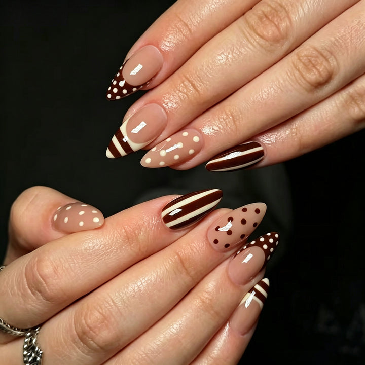 Artistic Chocolate-Inspired Stiletto Press-On Nail Set Stornfield