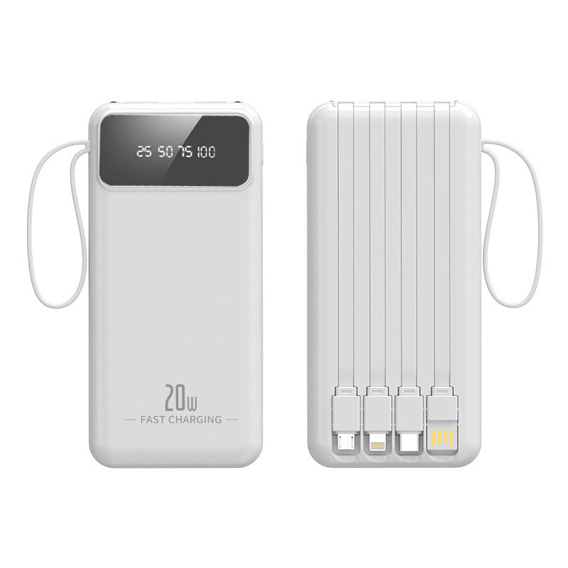 Portable power bank with integrated cable system and digital charging display Stornfield