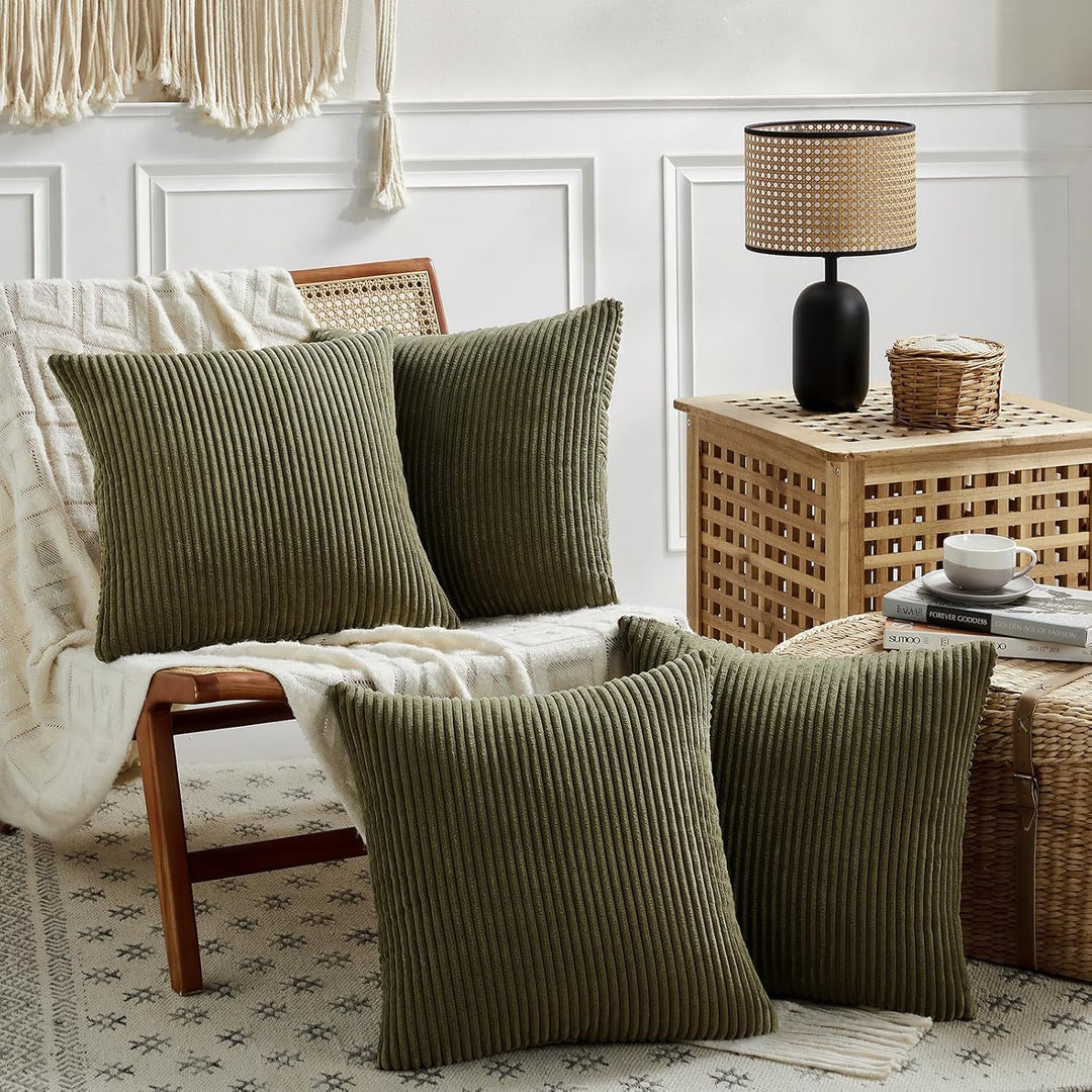 Ribbed Corduroy Textured Throw Pillow Covers