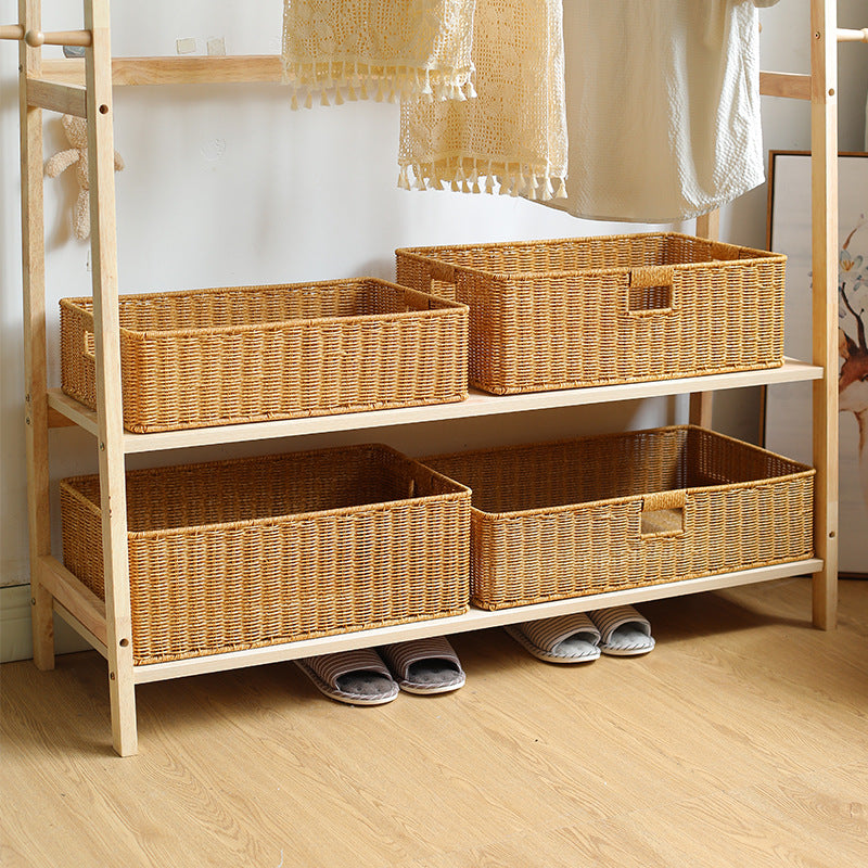 Handwoven Rectangular Storage Basket with Cut-Out Handles Stornfield