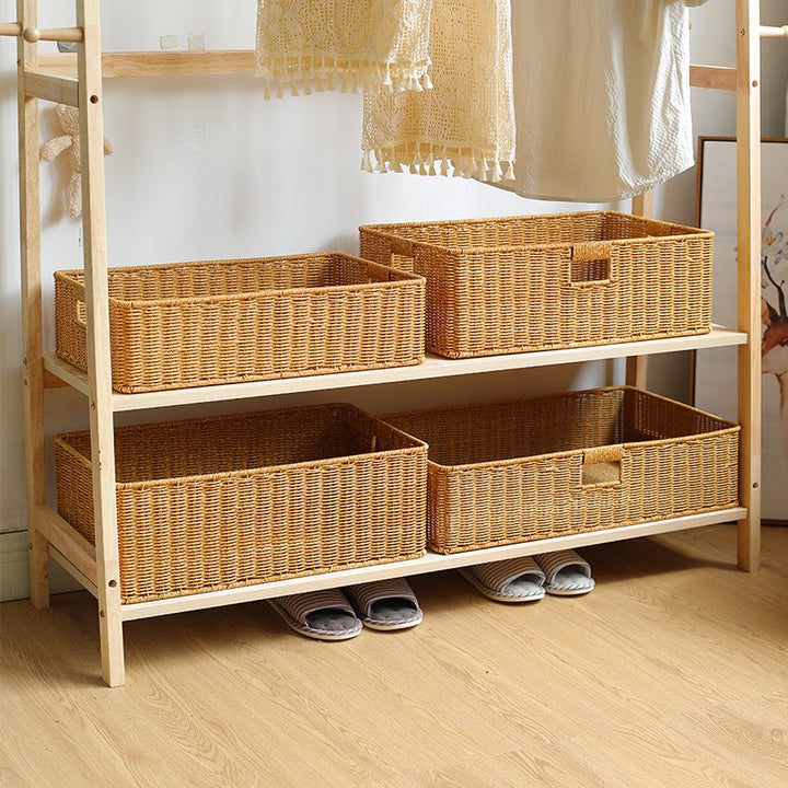 Handwoven Rectangular Storage Basket with Cut-Out Handles Stornfield