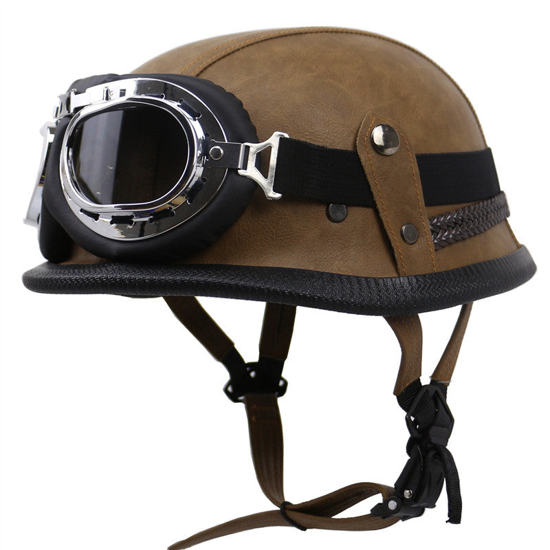 Vintage-Style Motorcycle Helmet with Goggles Stornfield
