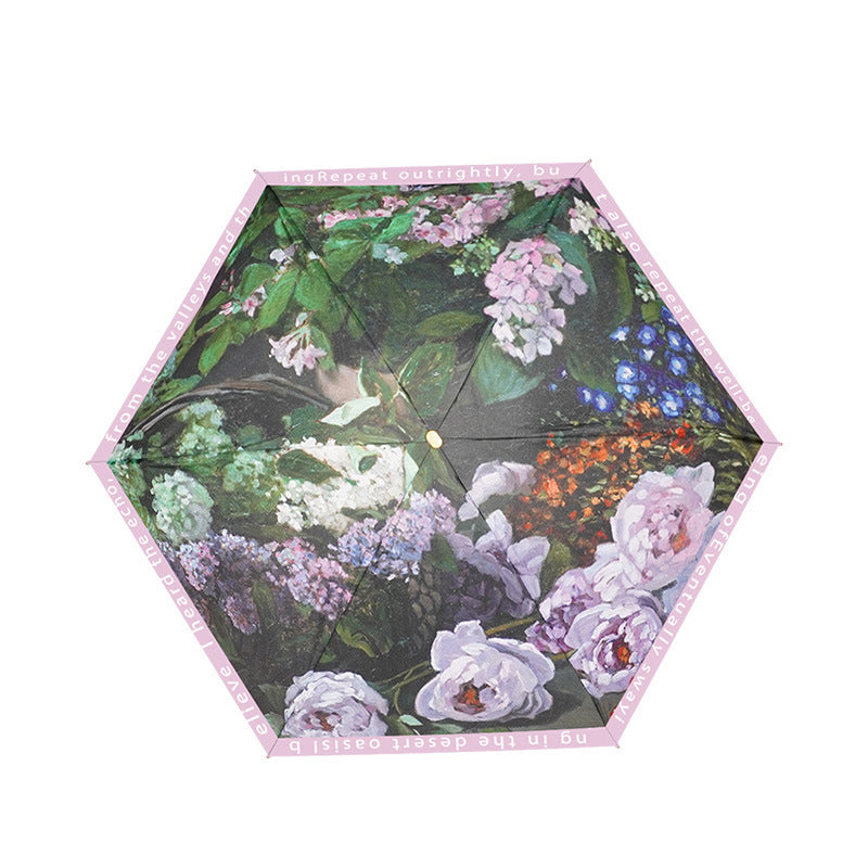 Ladies elegant folding umbrella with floral art design Stornfield