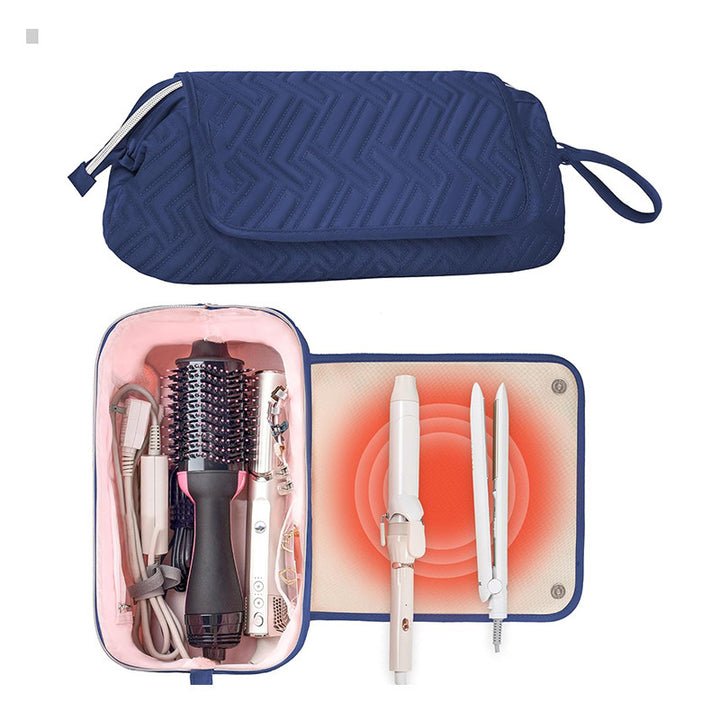 Cosmetic organizer bag with pre-made space for styling tools Stornfield
