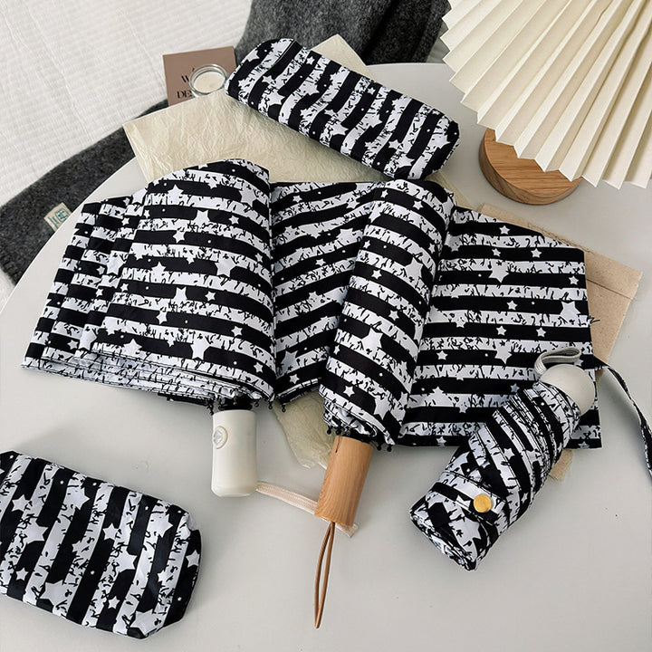 Women Foldable Umbrella with Stylish Stripe Pattern Stornfield