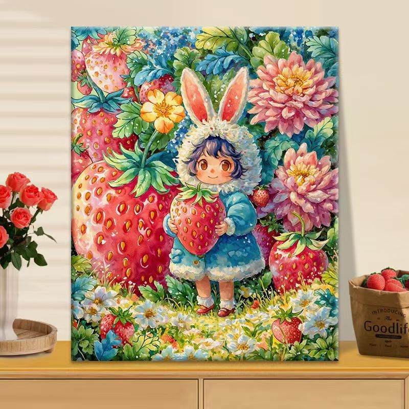 Whimsical Strawberry Garden Canvas Art Stornfield