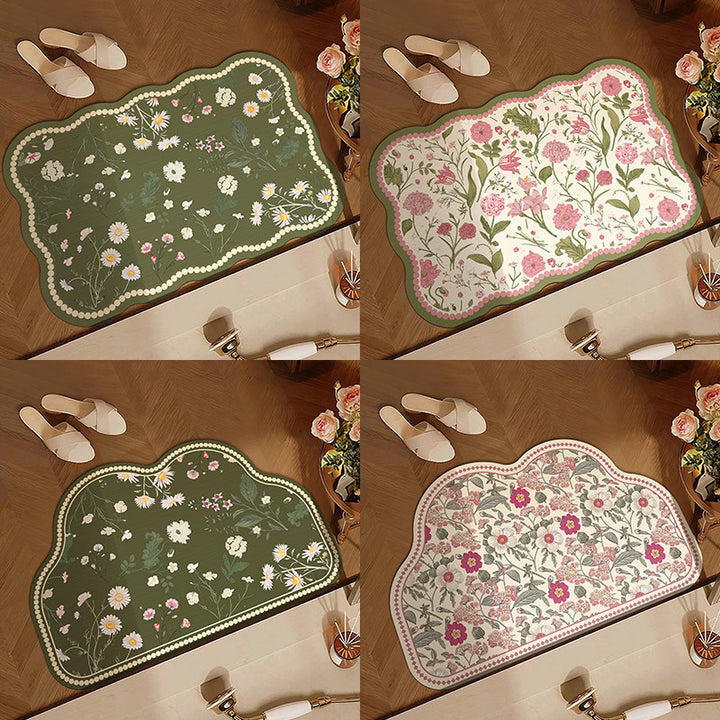 Floral Design Anti-Fatigue Bath Mat
