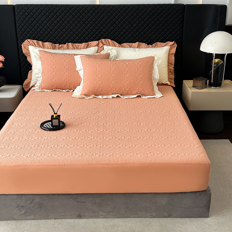 Quilted Microfiber Bedspread Set with Ruffled Pillow