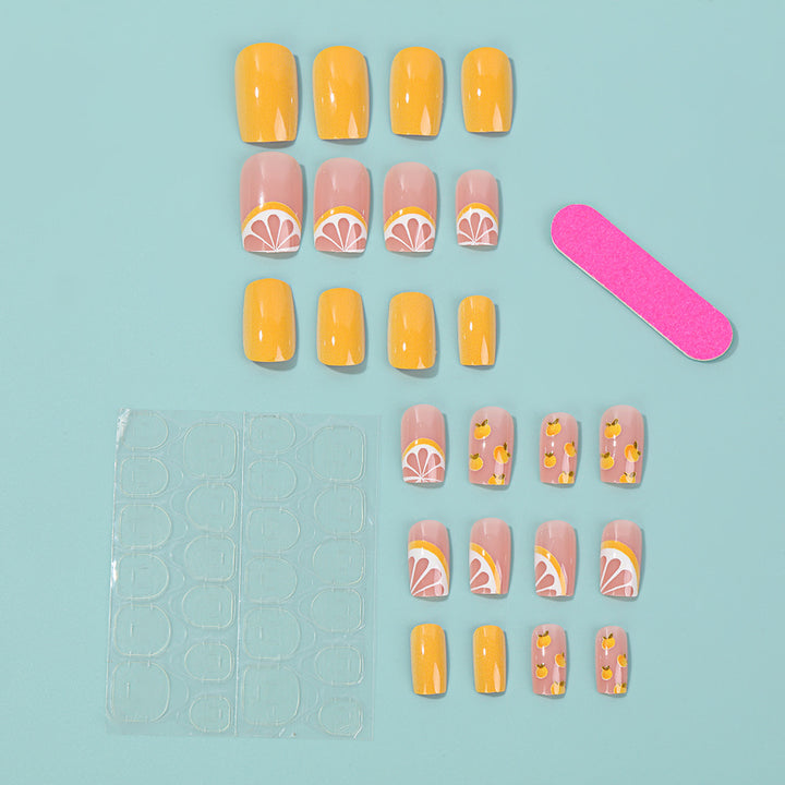 Artificial Nail Set with Fruity Lemon Design Stornfield