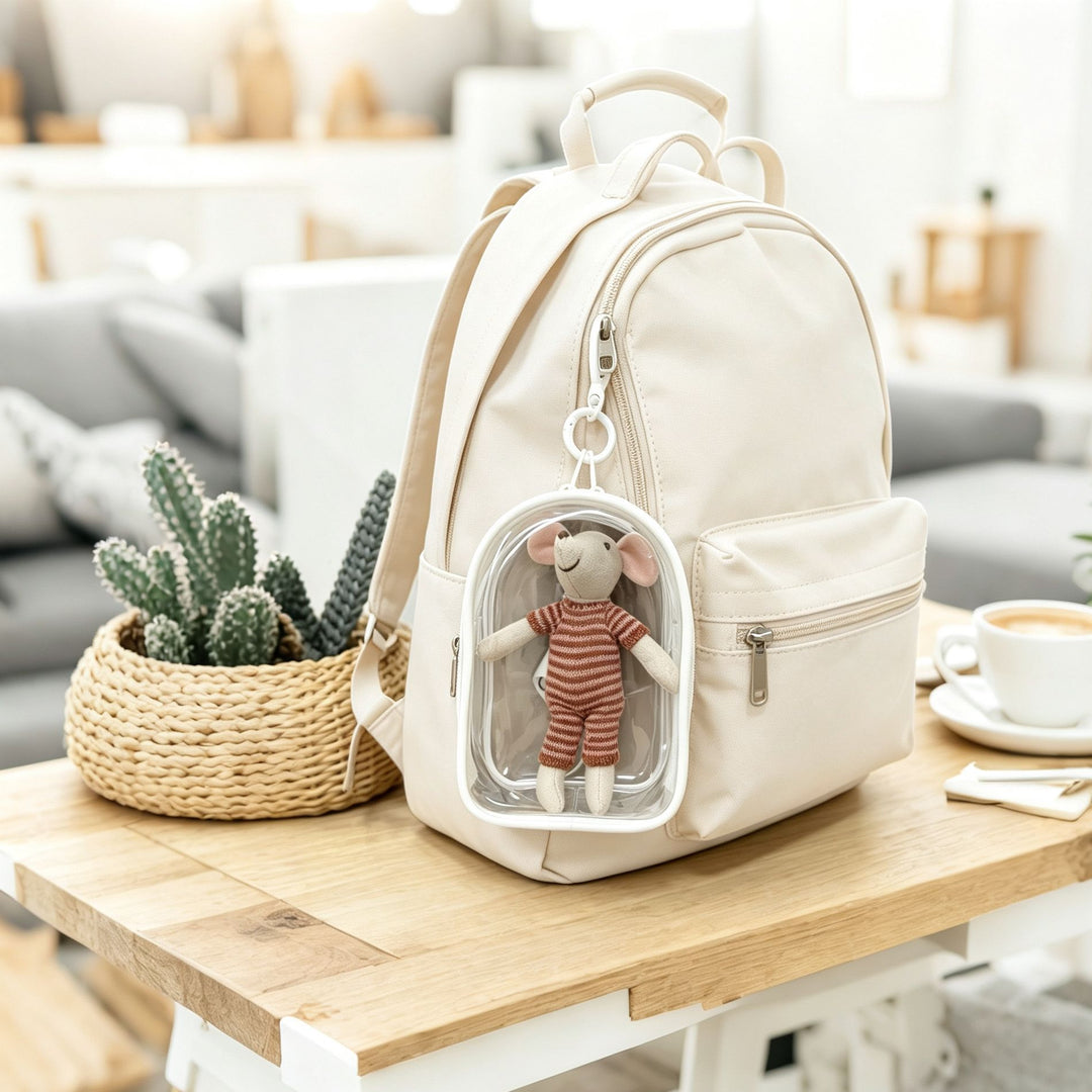 Clear PVC Mini Handbag with Detachable Carabiner Clip
