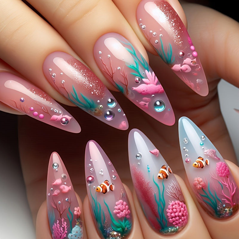 Artificial Nails in Maritime Coral Design Stornfield