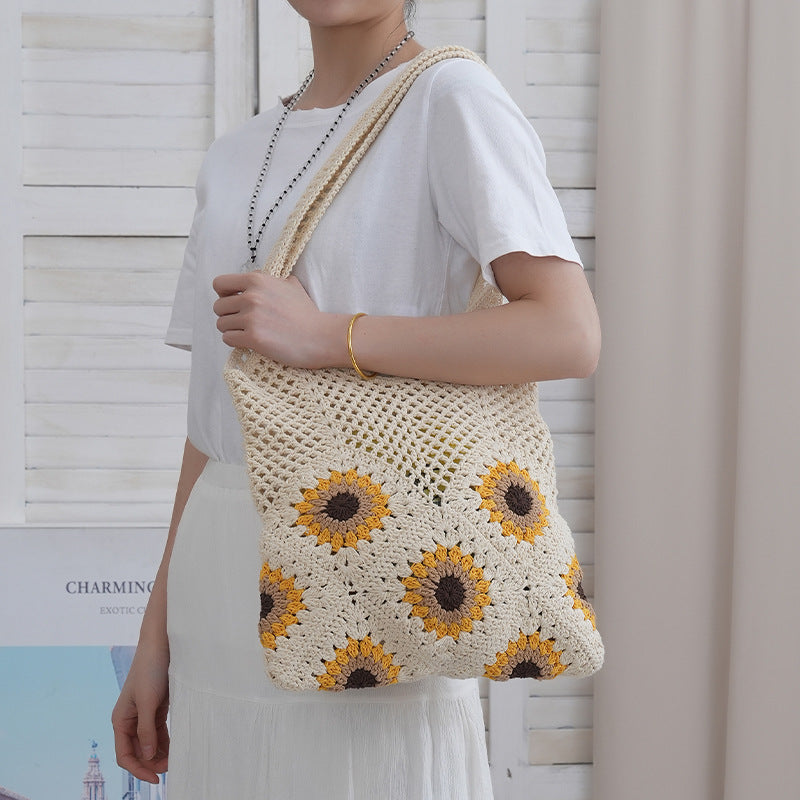 Handcrafted Jute Bag with Colorful Flower Pattern Stornfield