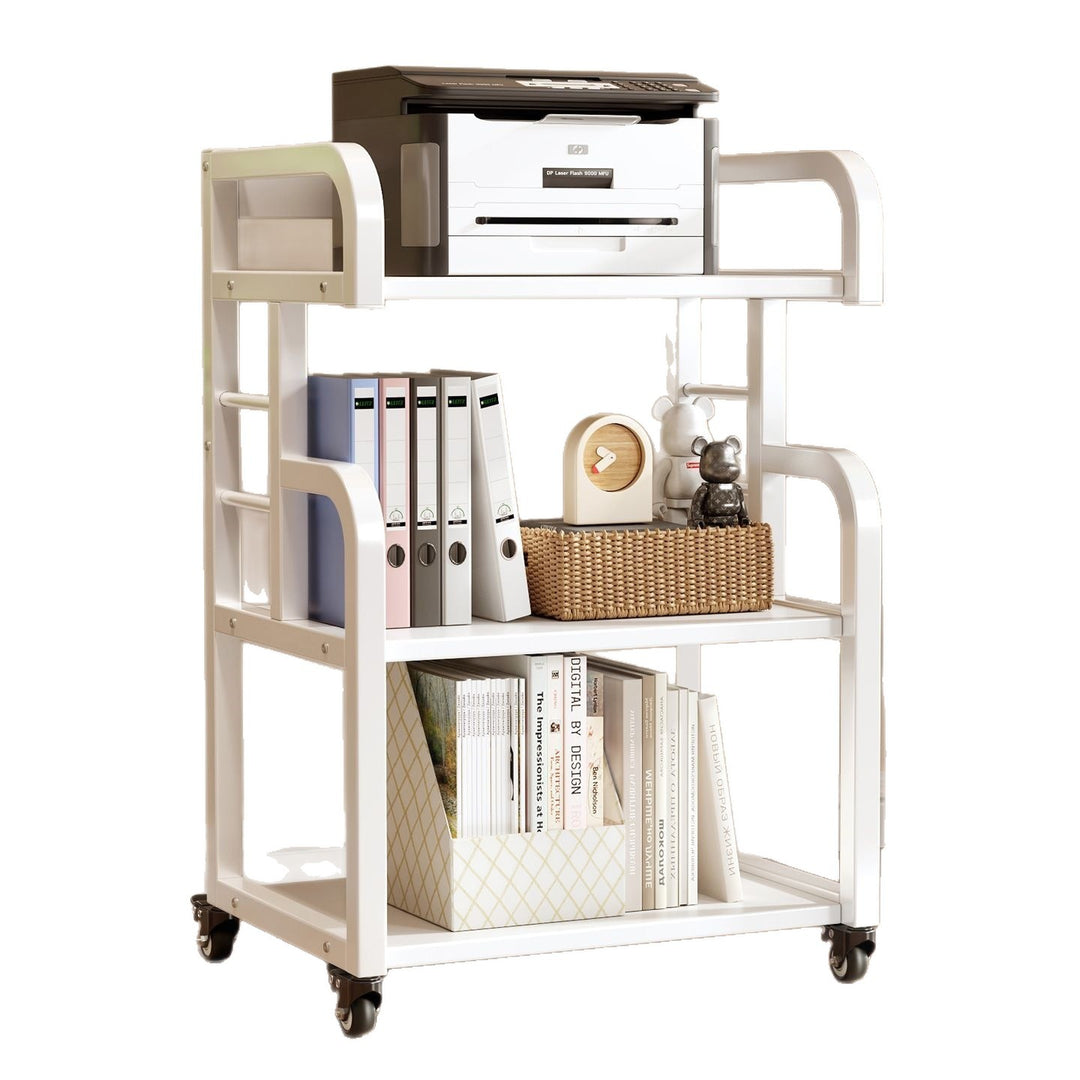 Multifunctional wooden cart with shelves and drawers Stornfield