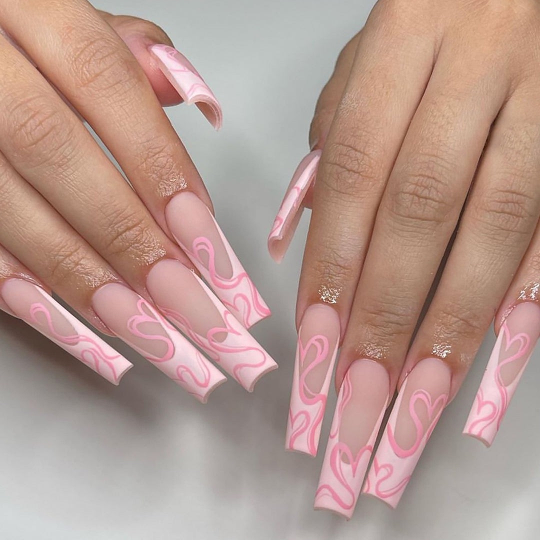 Long Press-On Nail Art Set with Heart Design Stornfield