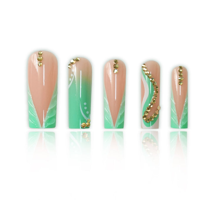Decorative Press-On Nail Art Set with Rhinestone Accents Stornfield