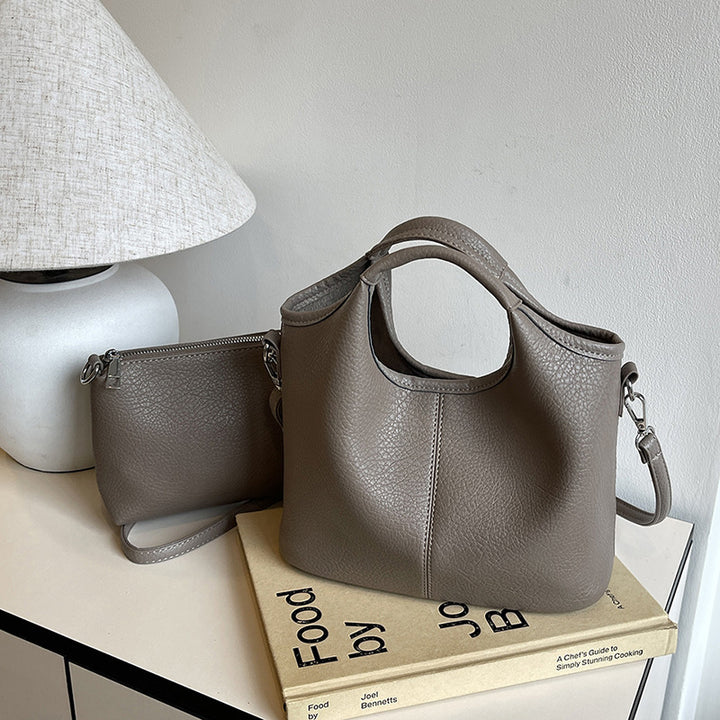 Versatile Leather Tote with Detachable Pouch