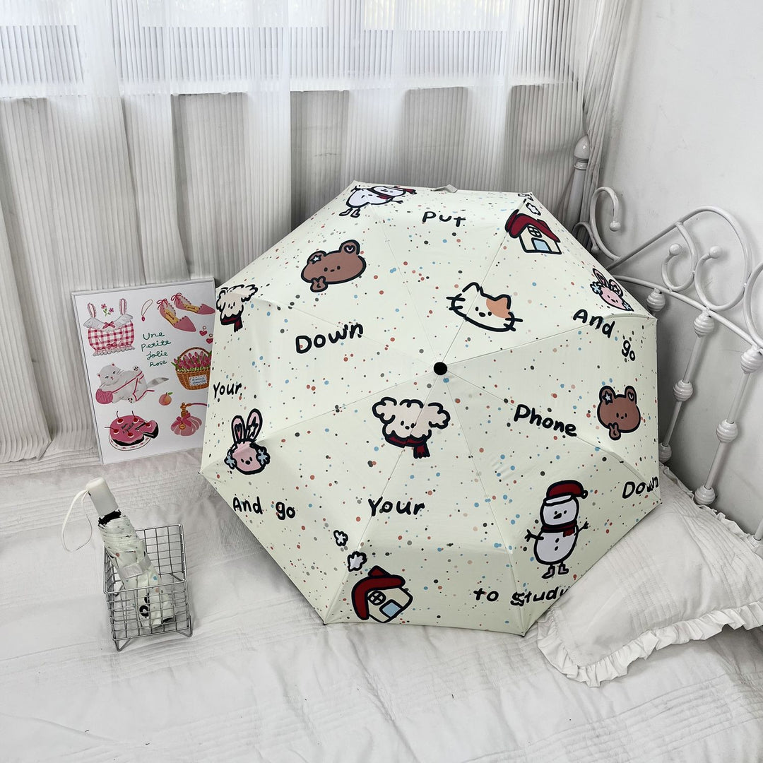 Women's Automatic Folding Umbrella with Cheerful Snowman Design Stornfield