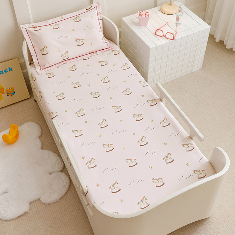 Toddler Breathable Cotton Percale Bunny Print Bed Linen Set
