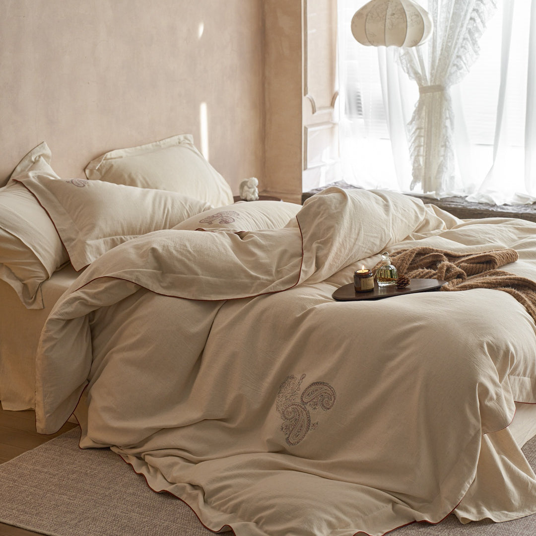 Luxury Washed Linen Duvet Cover Set with Button Closure