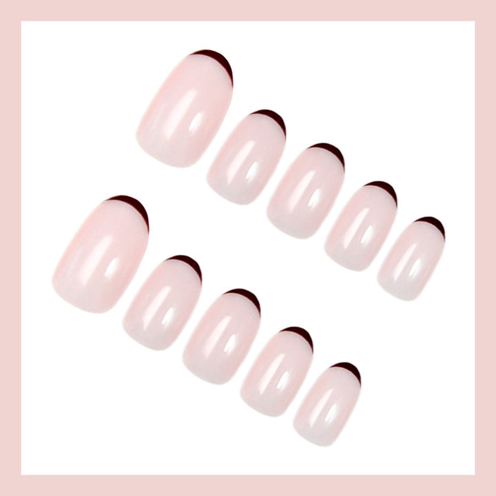 Artificial nail set with elegant French tips and trendy design Stornfield