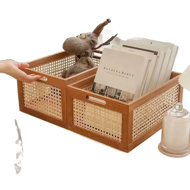 High-quality storage basket with rattan details Stornfield