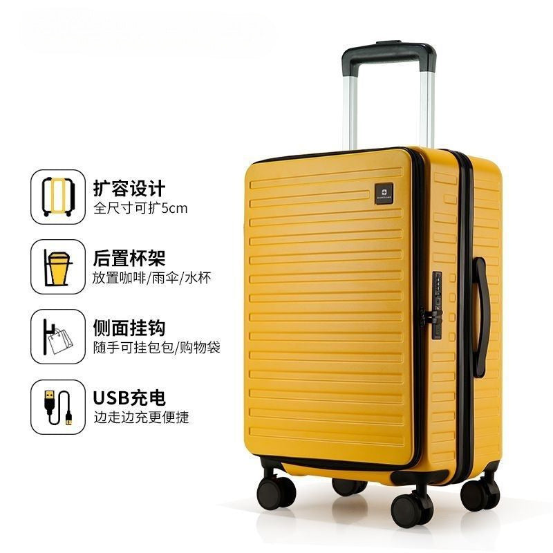 Hard Shell Trolley With Integrated Usb Charging Station And Expandable Storage Stornfield