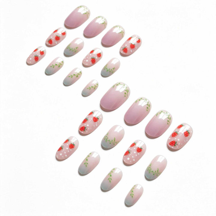 Artistic Strawberry-Themed Nail Art